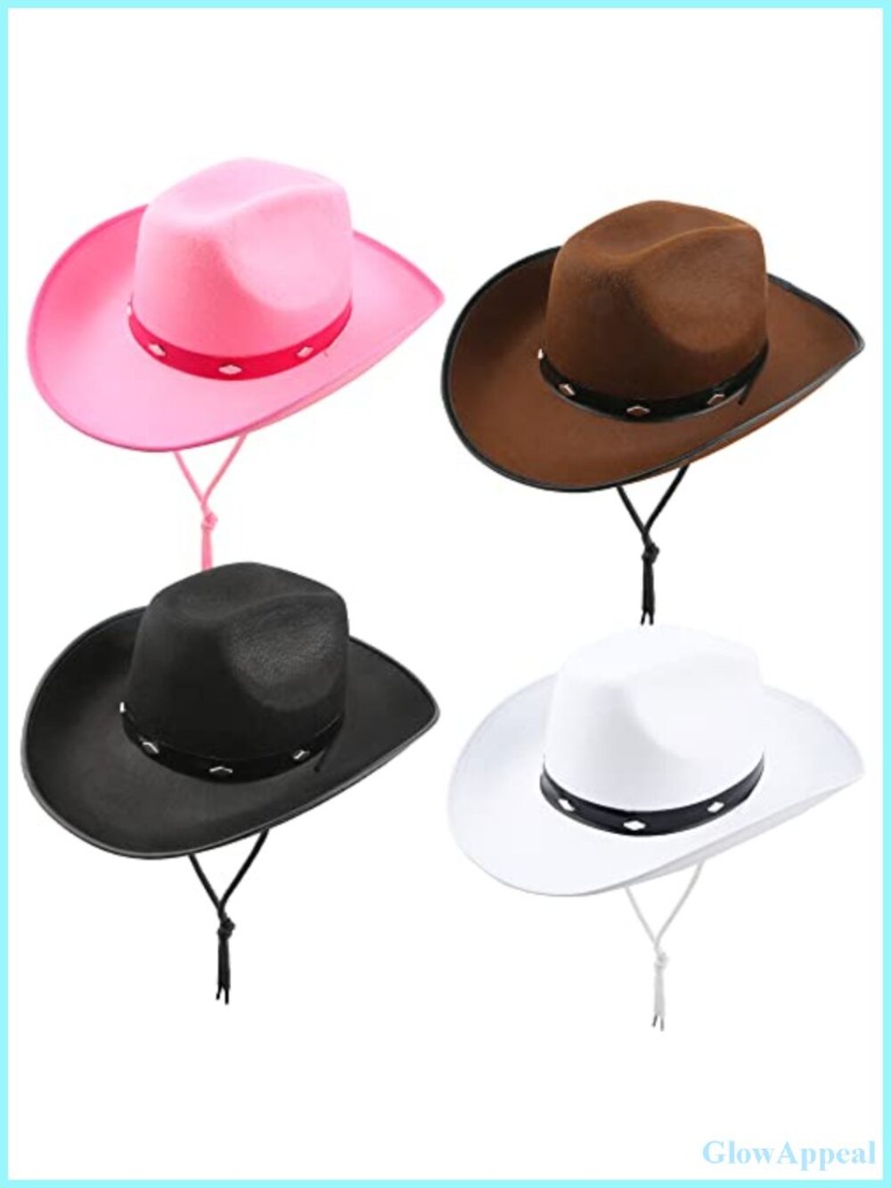Western Felt Cowboy Hat with Studs and Wind Belt for Adults Cosplay